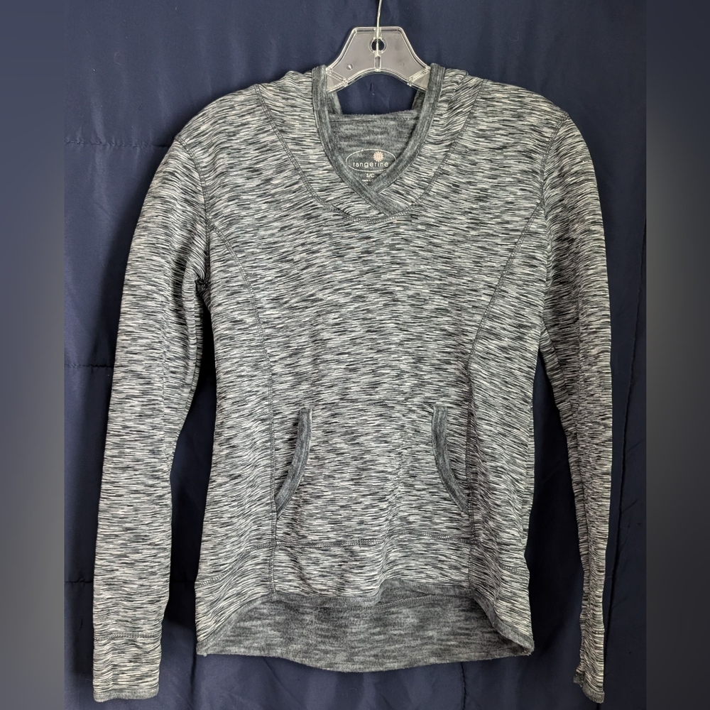 Gray, Black andWhitV-Neck Sweater in Heather Gray
